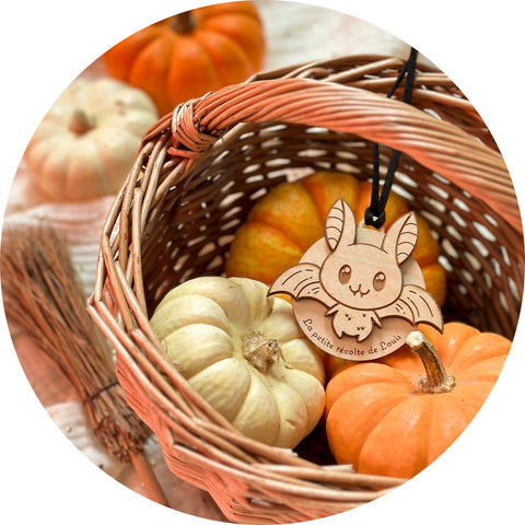Nominette d'Halloween | Chauve-souris Happy (avec ou sans panier)