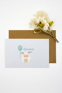 Carte postale "Bienvenue" | Yéti bleu